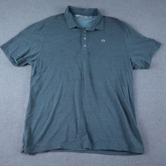 Travis Mathew Polo Shirt Mens XL Golf Resort Casual Knit Logo Blue Short Sleeve - Picture 1 of 6